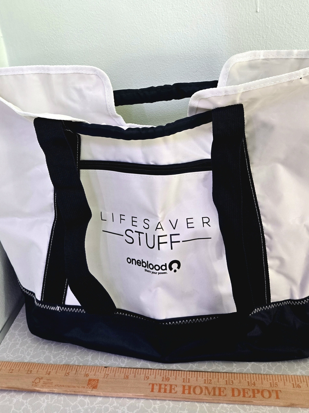 OneBlood Lifesaver Stuff White & Black Tote Bag